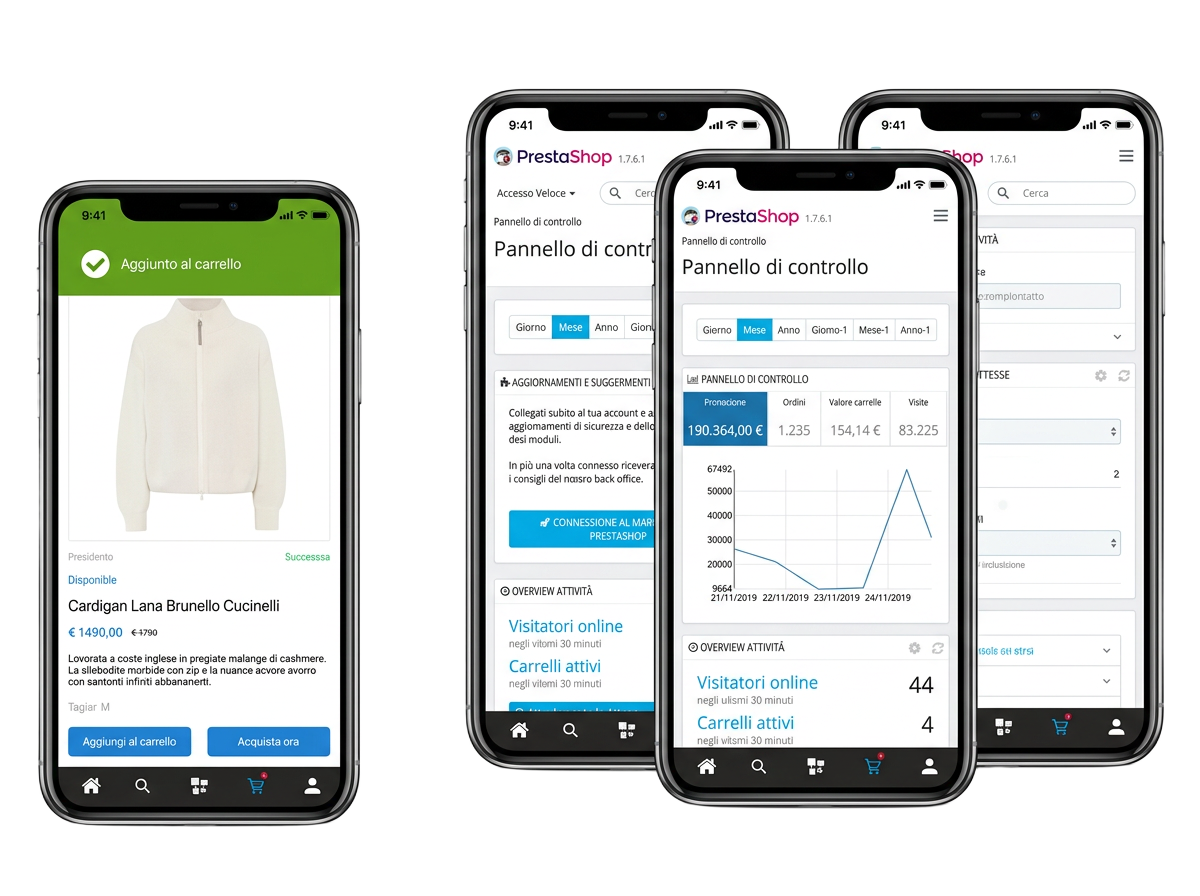 Anteprima App mobile PrestaShop su iPhone